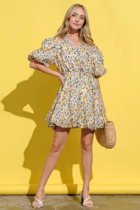 🌼 And The Why Full Size Floral Surplice Puff Sleeve Dress 🌼