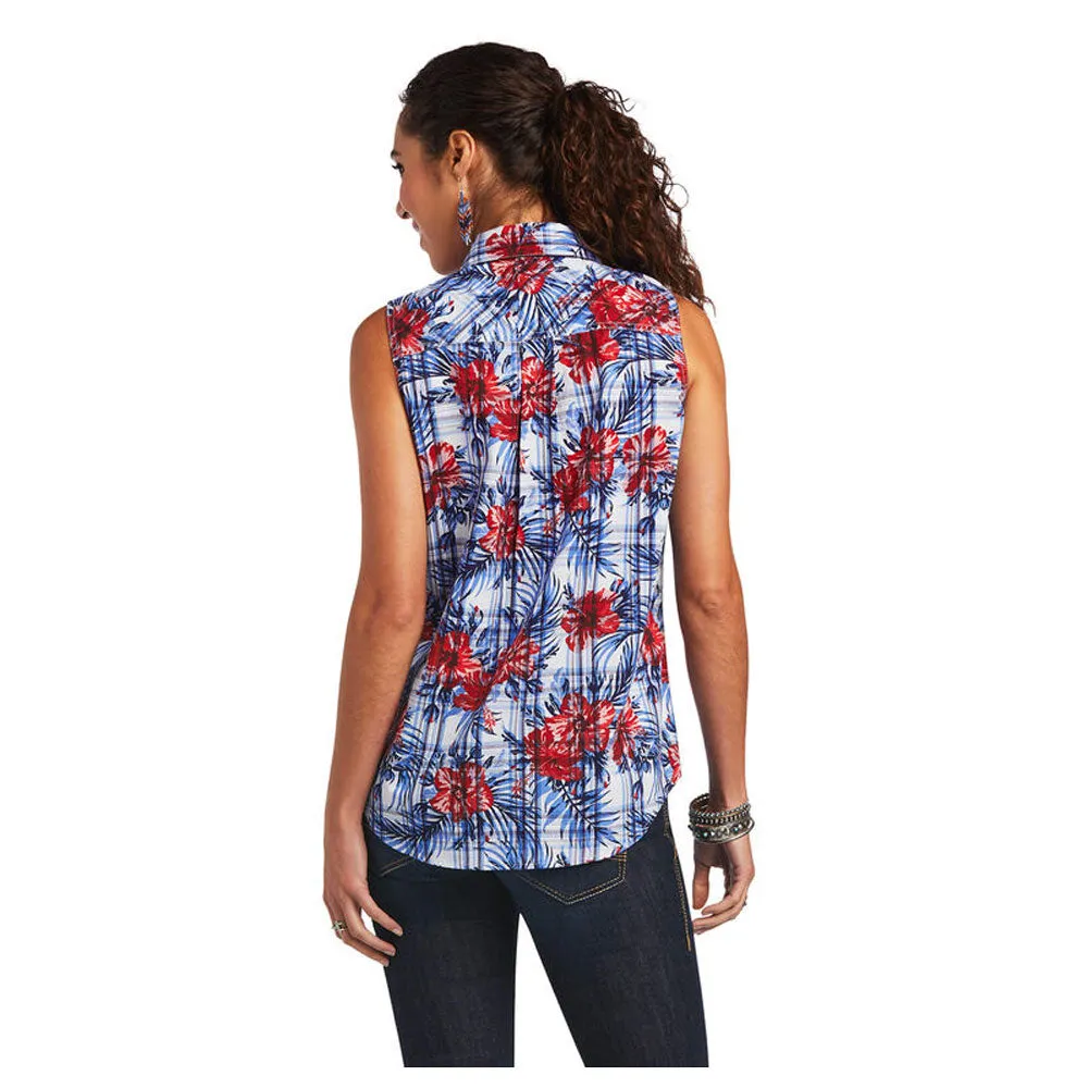 10040614 Ariat Women's Real Billie Jean Sleeveless Shirt - Tropical Plaid
