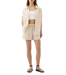 4" Mid Rise Linen-Blend Pull-On Shorts Khaki Sand
