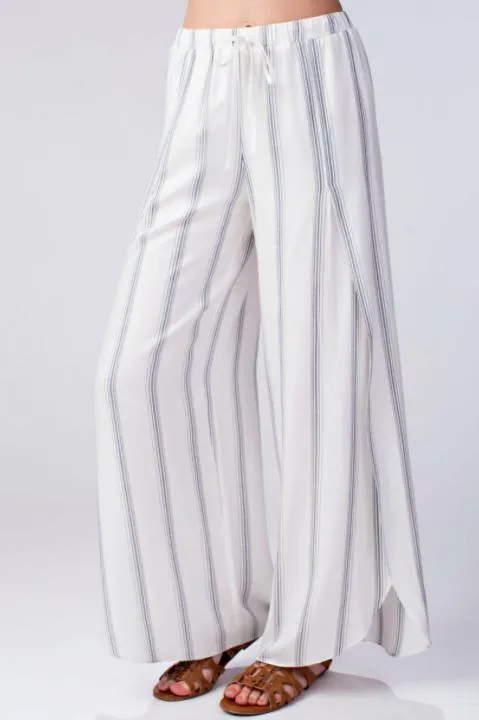 Amelia White Striped Drawstring Pants