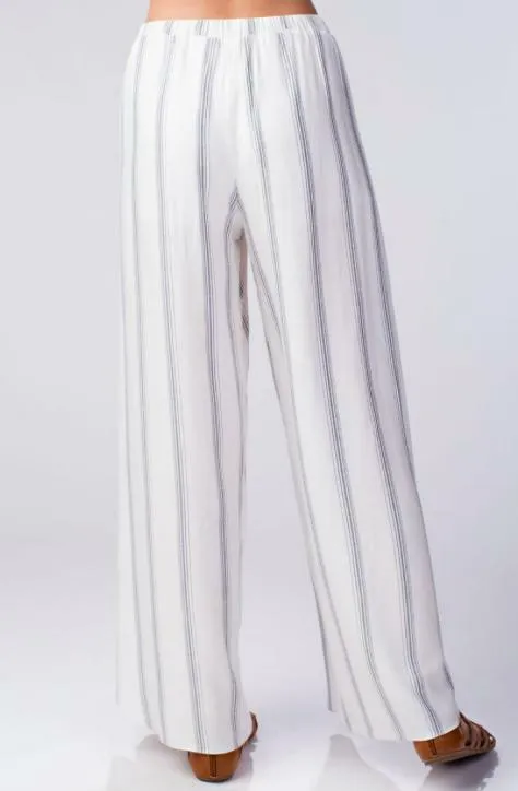 Amelia White Striped Drawstring Pants