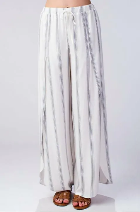 Amelia White Striped Drawstring Pants