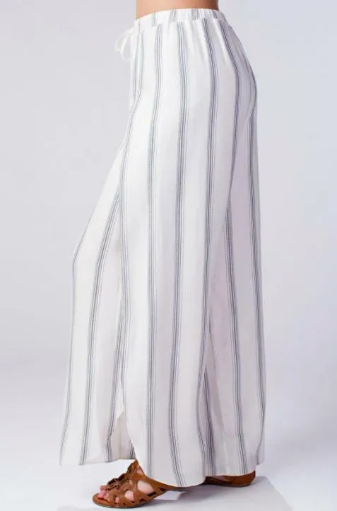 Amelia White Striped Drawstring Pants