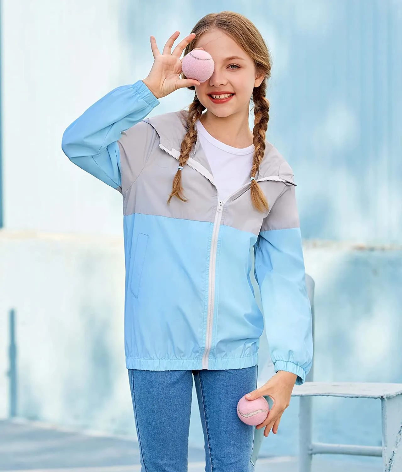 Arshiner Boys Girls Hooded Rain Jackets Waterproof Rain coats Packable Windbreaker for Kids Lightweight Jackets