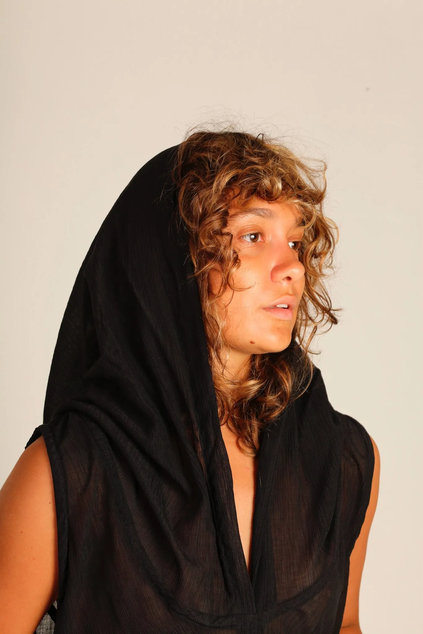 BLACK COTTON HOODIE DRESS SHARA