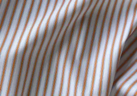 Breezy Tangerine & Sky Blue Striped Cotton Poplin Shirting (Made in Italy)