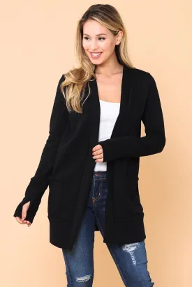 Brush Open Midi Cardigan Black