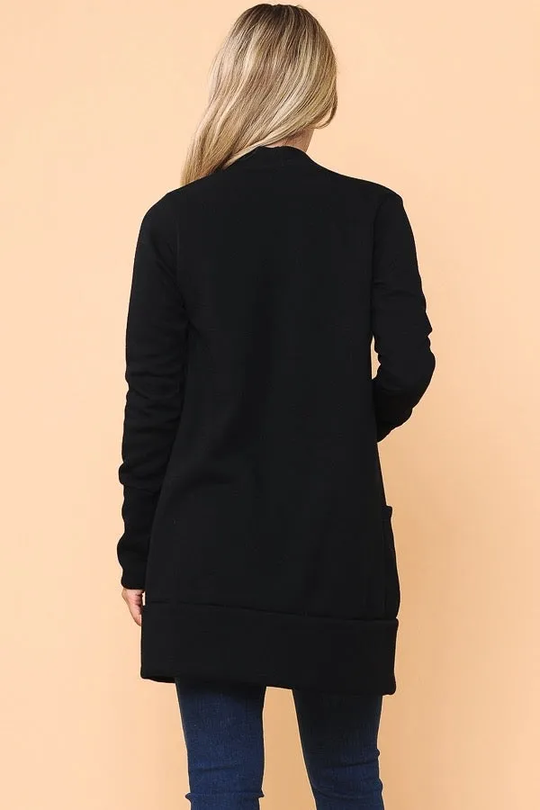 Brush Open Midi Cardigan Black