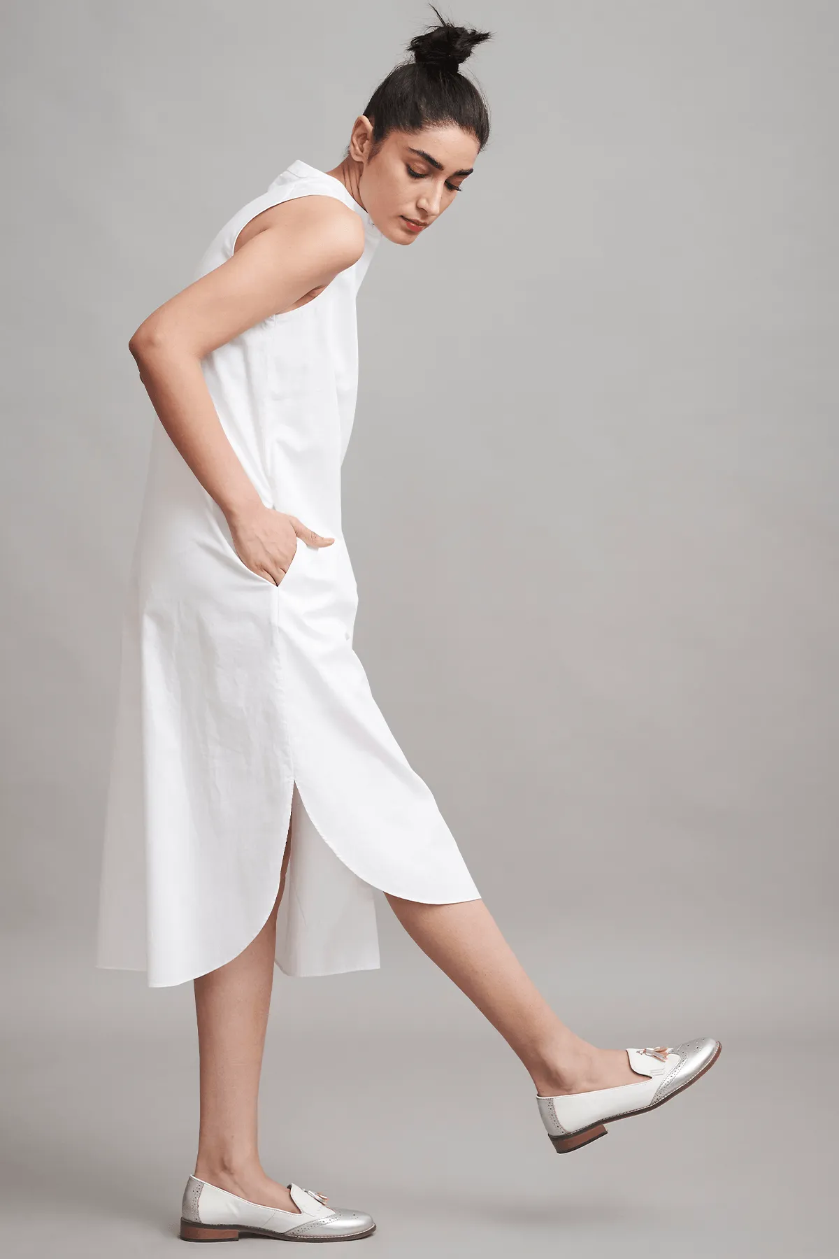 Button Pleat Midi