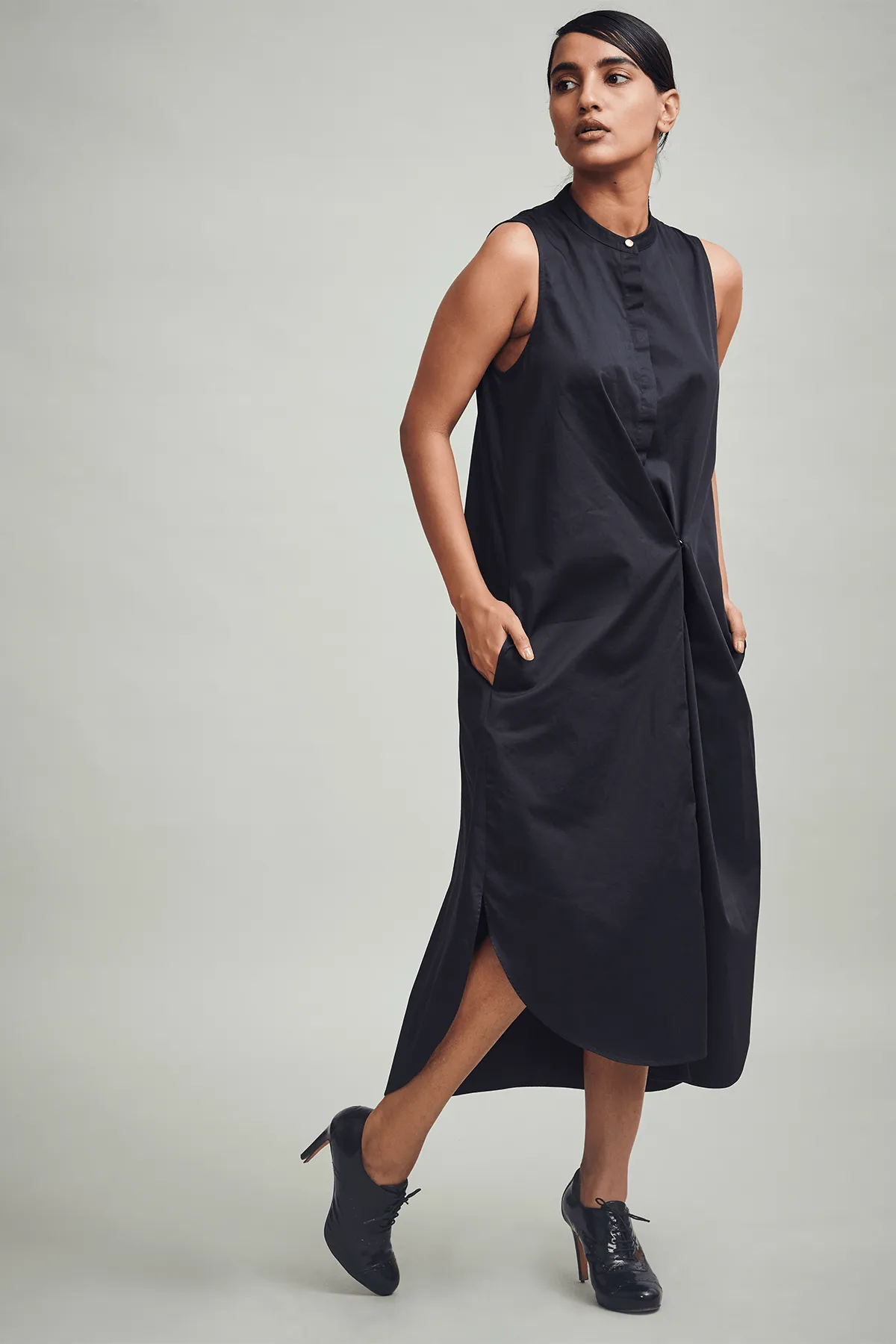 Button Pleat Midi