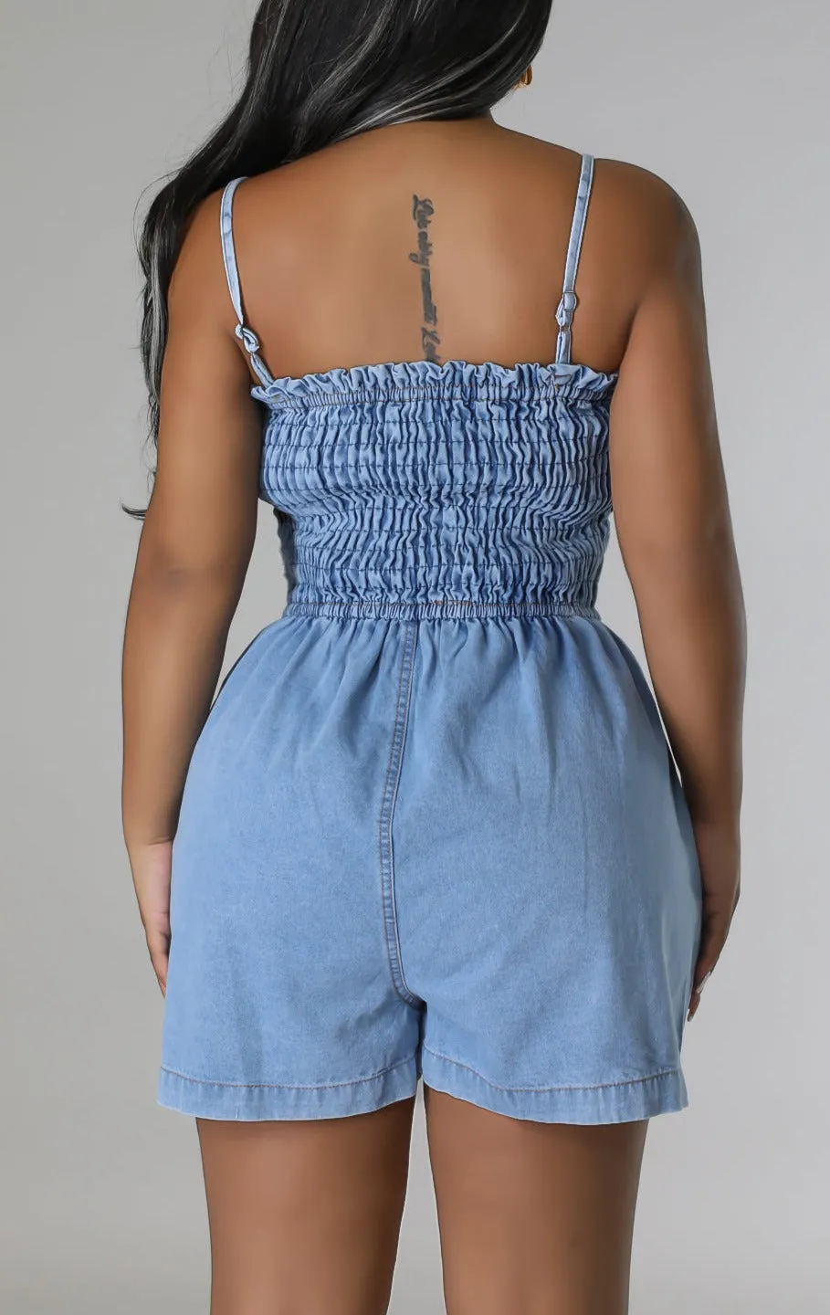 Casual Denim Romper