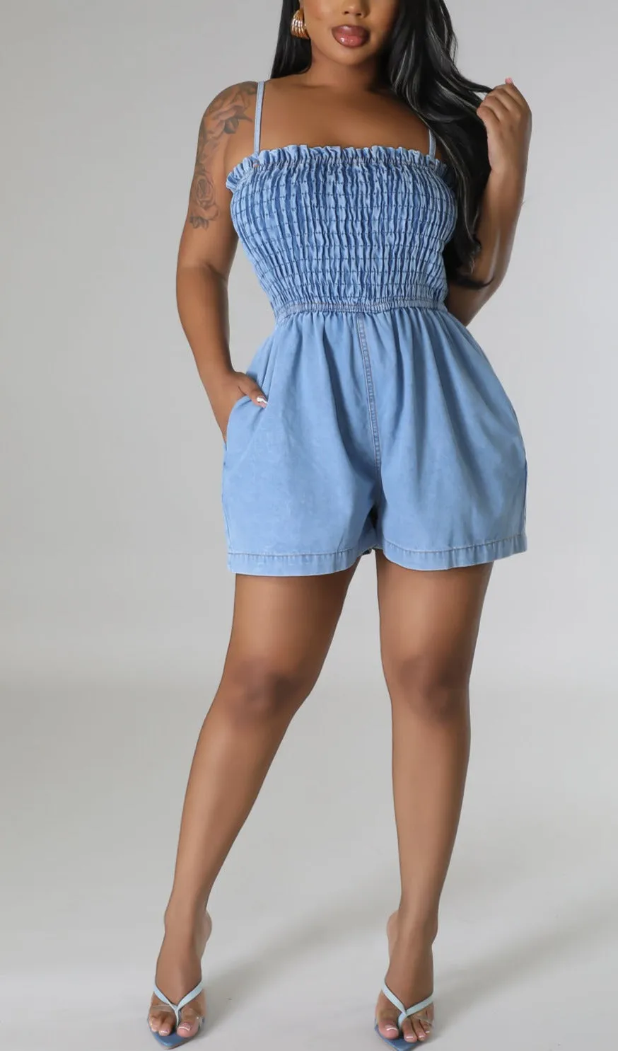 Casual Denim Romper
