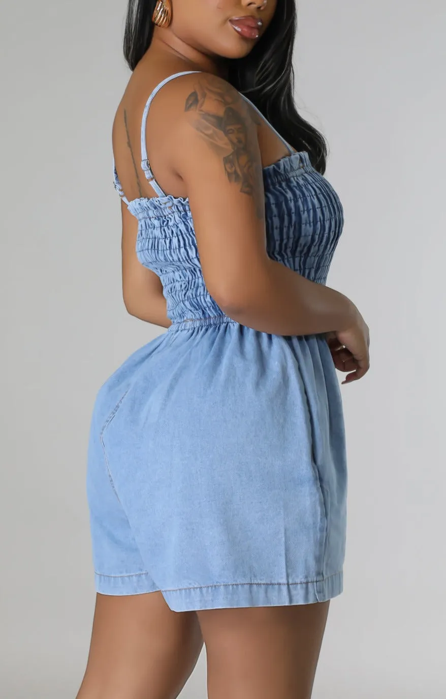 Casual Denim Romper