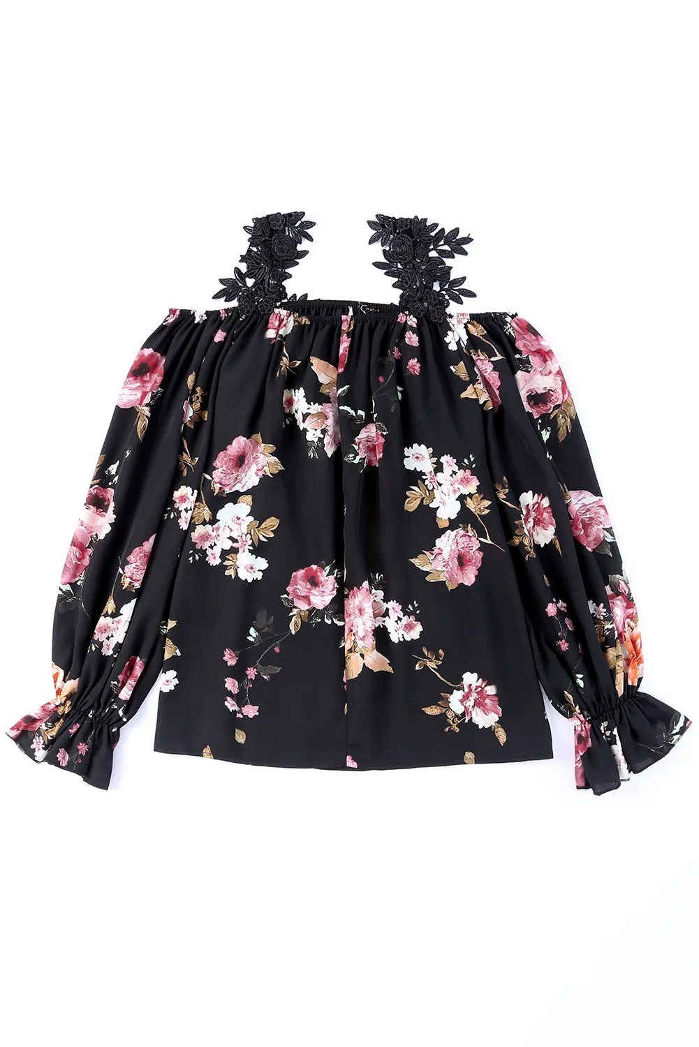 Casual Feather Print Off Shoulder Strap Blouse