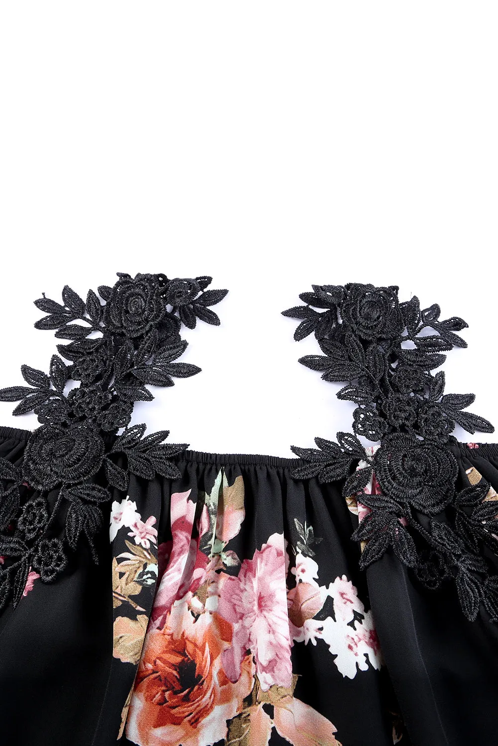 Casual Feather Print Off Shoulder Strap Blouse