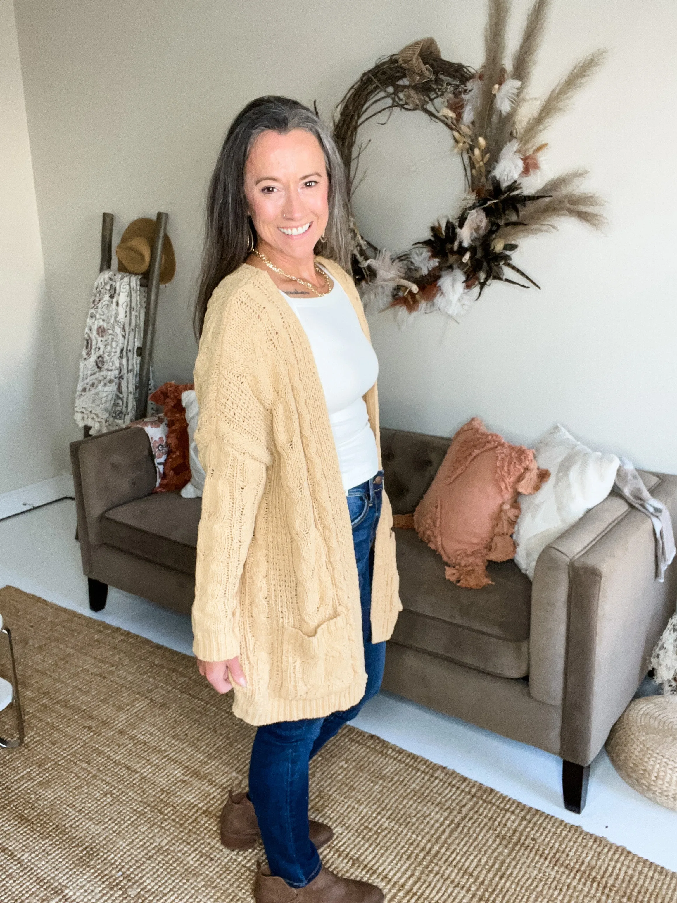 Chenille Open Front Cardigan