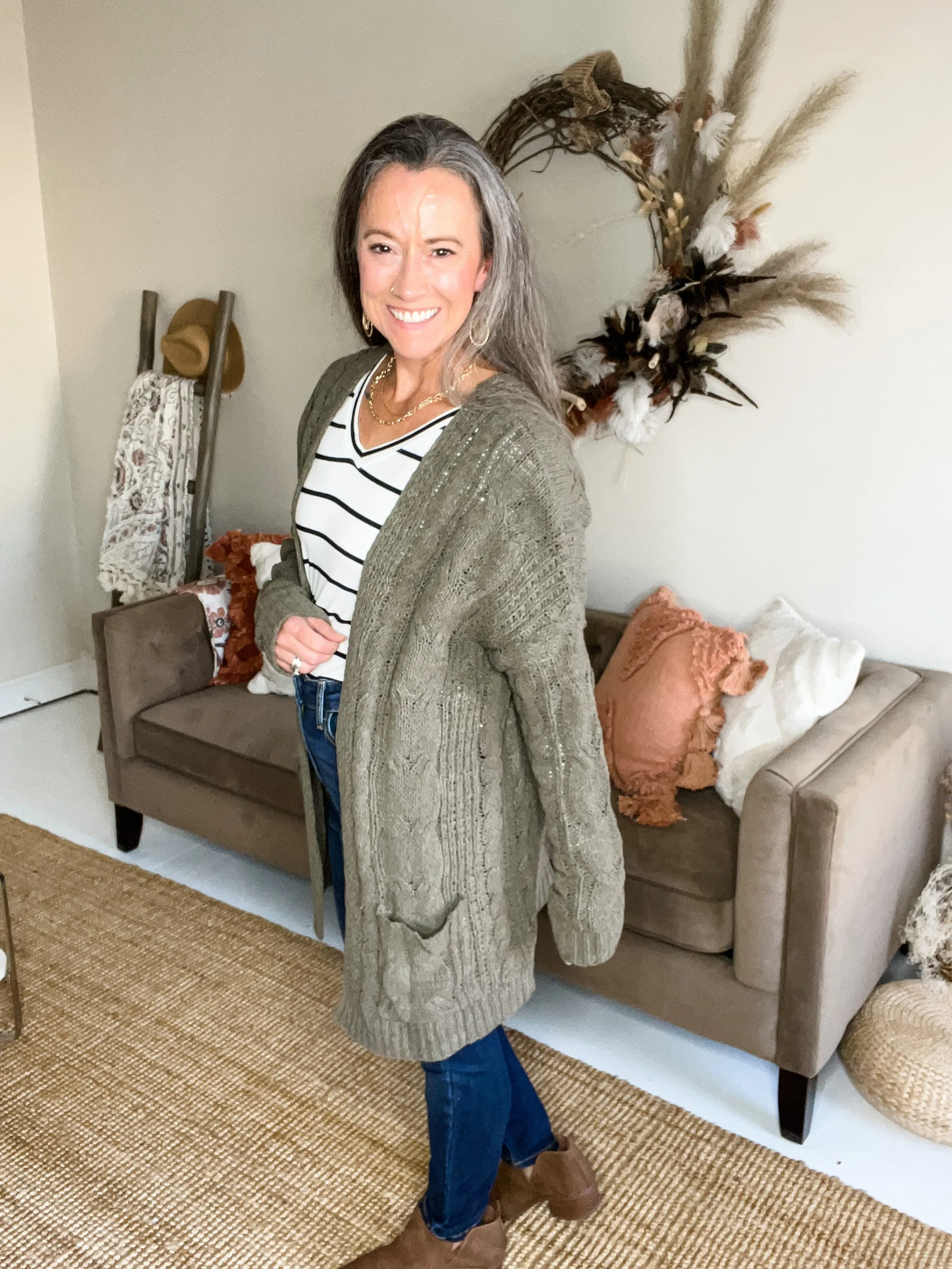 Chenille Open Front Cardigan