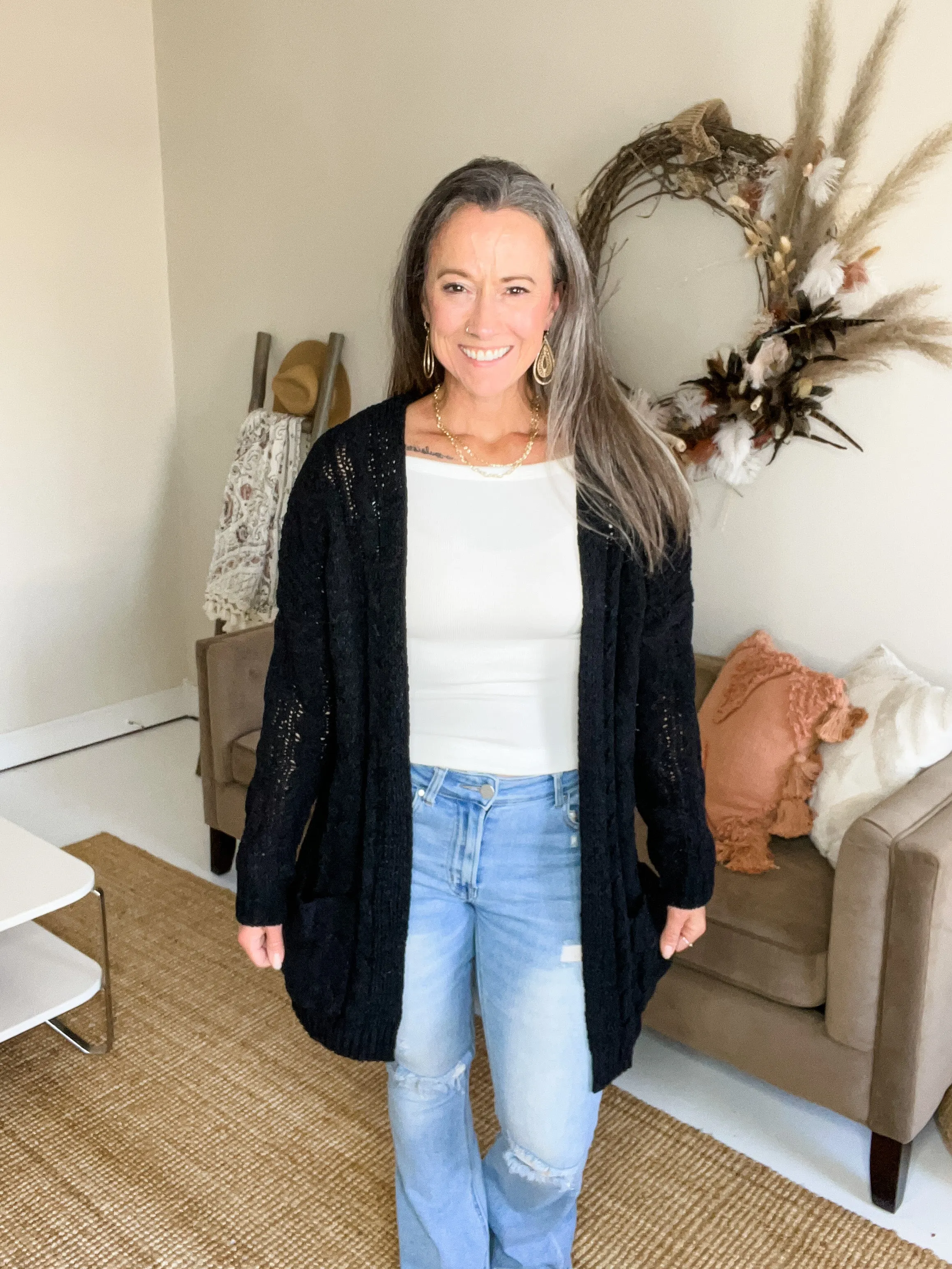 Chenille Open Front Cardigan