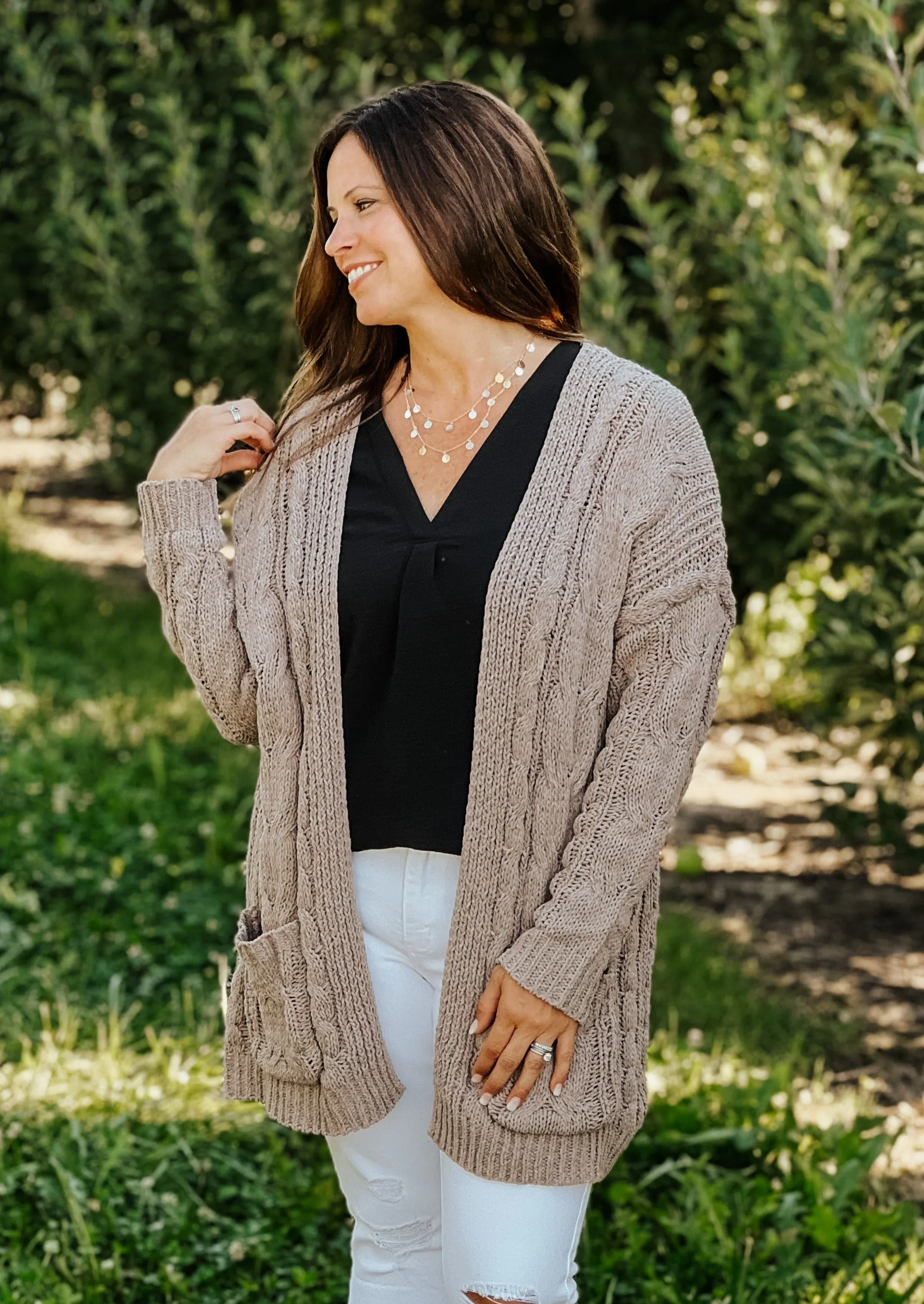 Chenille Open Front Cardigan