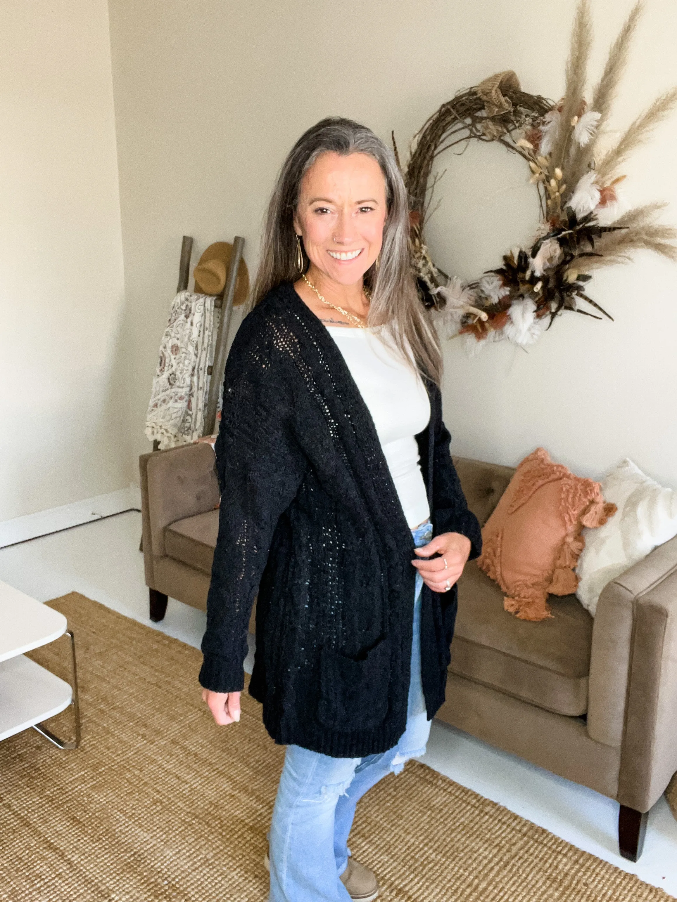 Chenille Open Front Cardigan