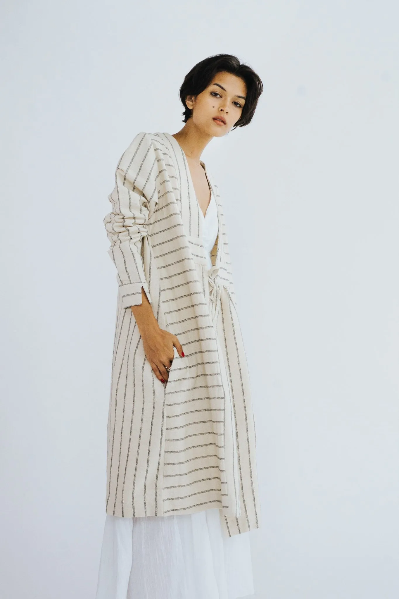 COTTON LINEN CARDIGAN KIMONO MAIKO