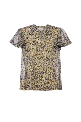 Fleur Sleeve Blouse Yellow Batik Voile - Preorder Ships Out 2/17
