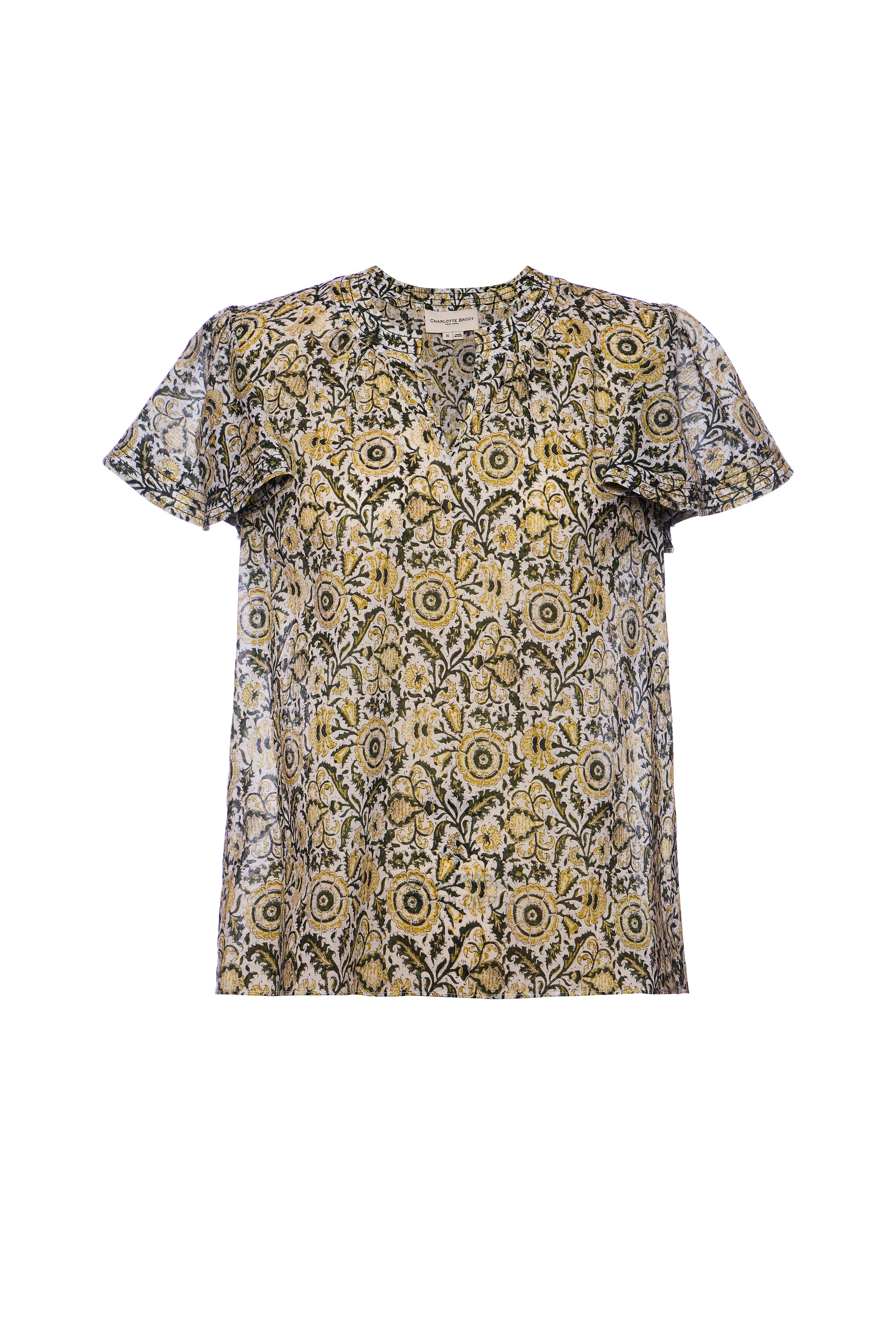 Fleur Sleeve Blouse Yellow Batik Voile - Preorder Ships Out 2/17