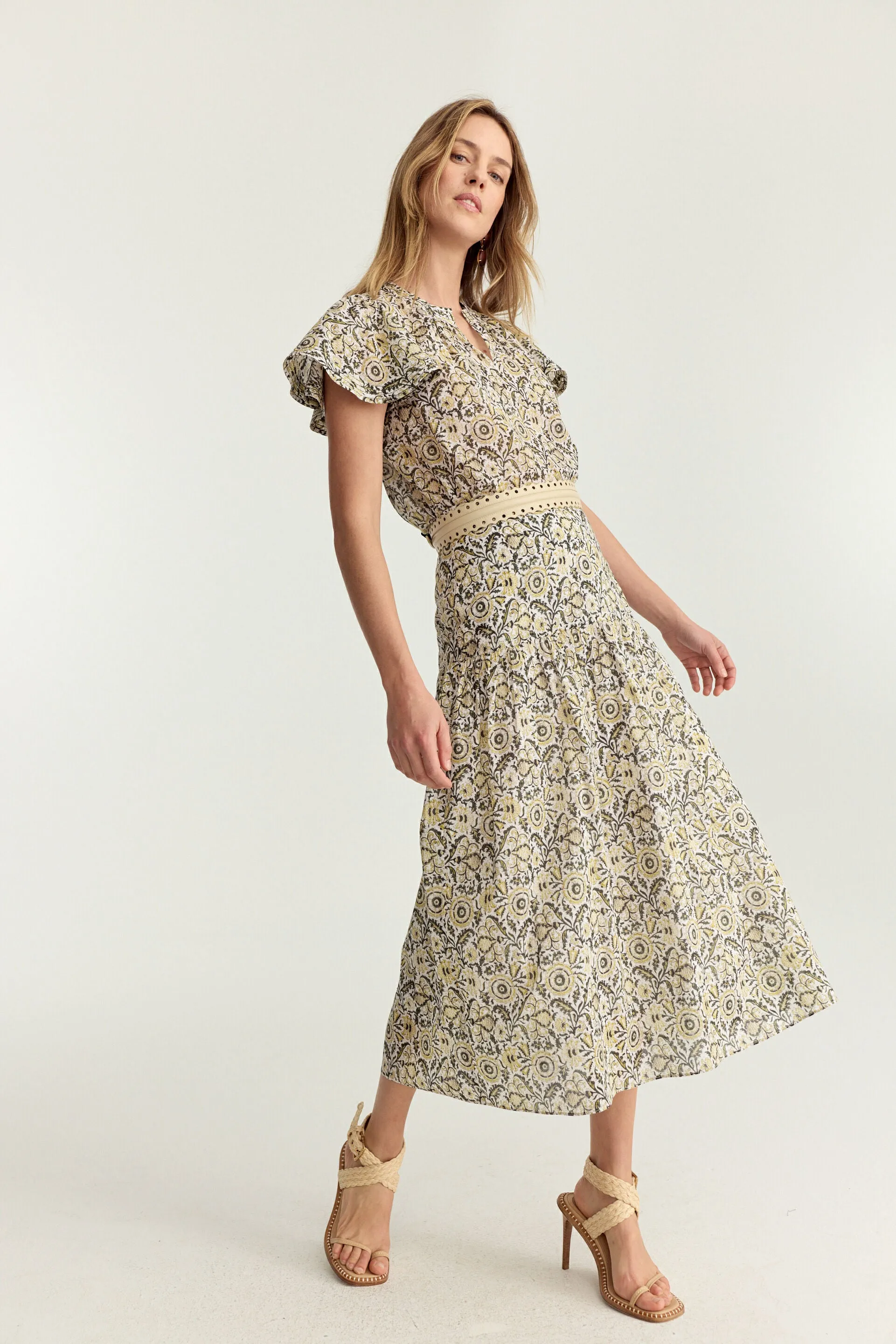 Fleur Sleeve Blouse Yellow Batik Voile - Preorder Ships Out 2/17