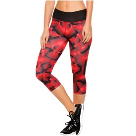 Flexmee 944212 Red Fractals Capri Activewear Workout Pants Trousers