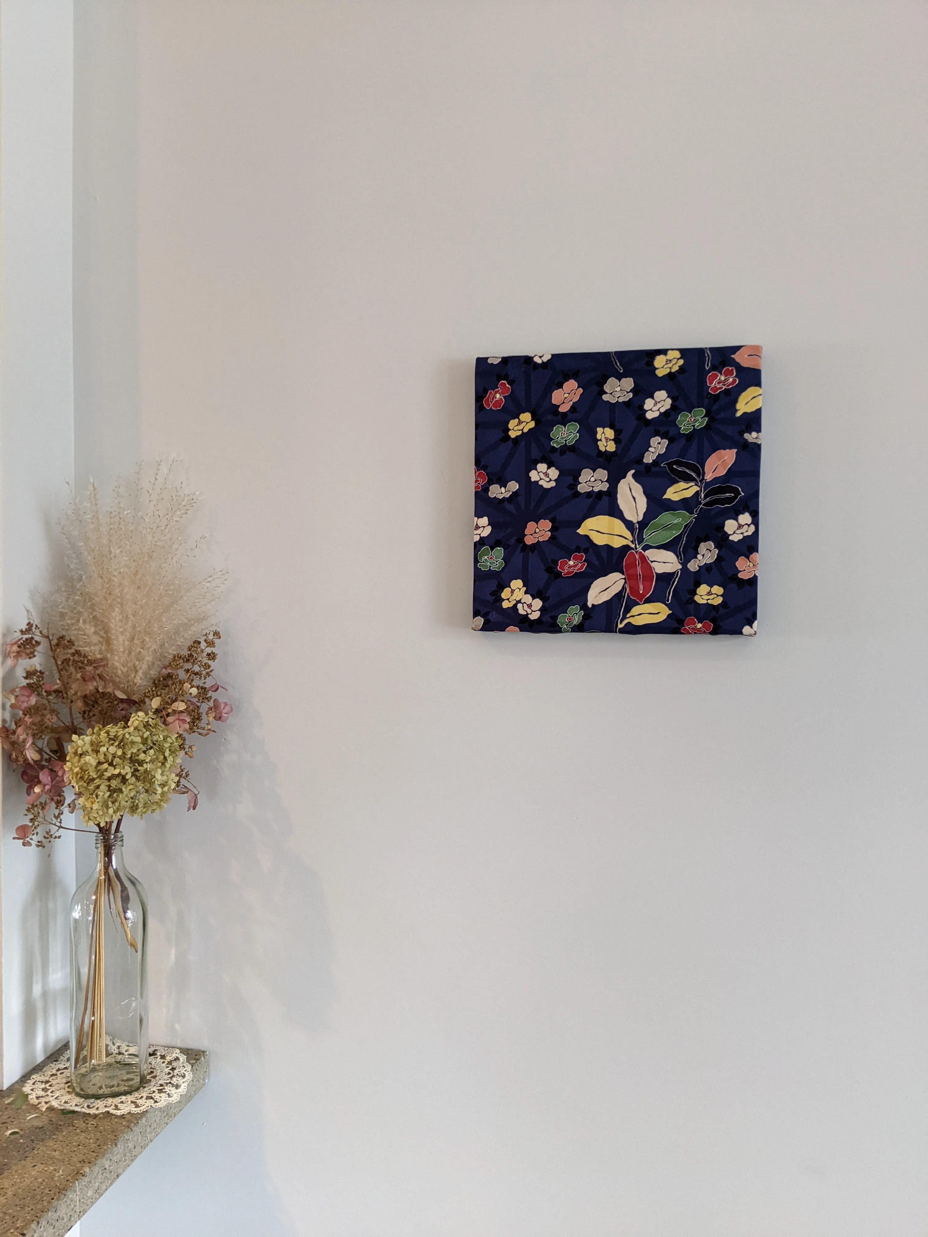 Floral dark blue wall art
