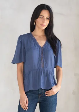 Floral Jacquard Airy Short Sleeve Peplum Blouse