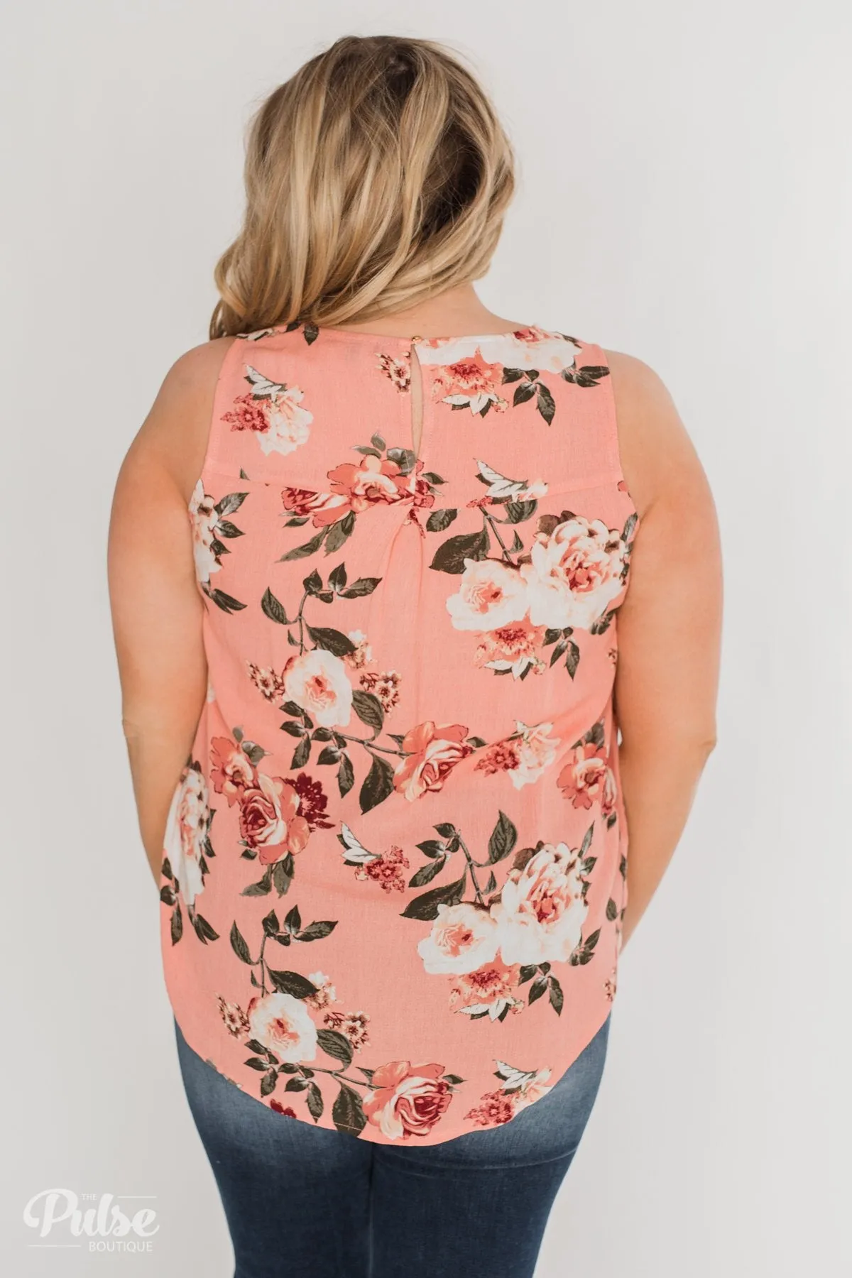 Fun in Floral Tie Tank Top - Peach
