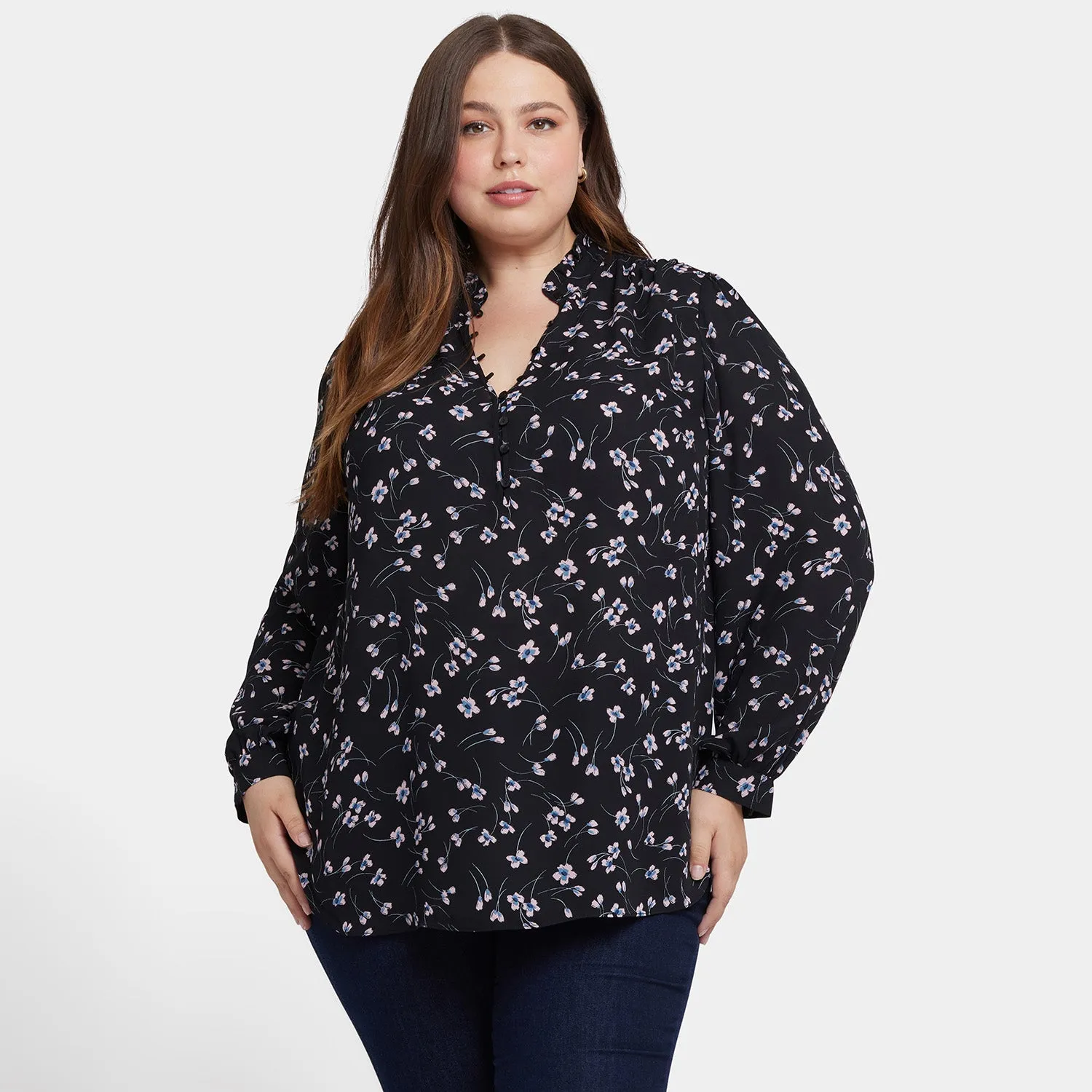Hannah Blouse In Plus Size - Cascade Petals