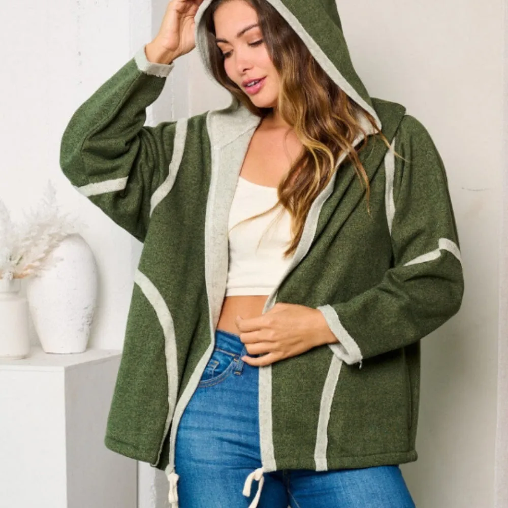 Hooded Open Front Cardigan