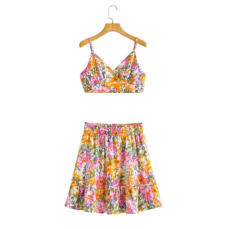 Jojo Floral Ruffled V-Neck Two-Piece Dress