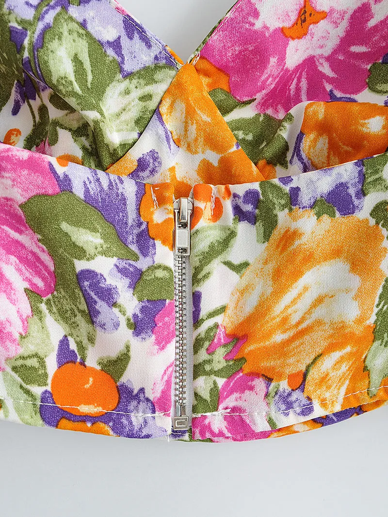 Jojo Floral Ruffled V-Neck Two-Piece Dress