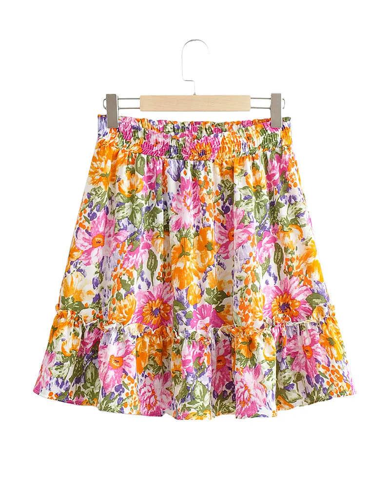 Jojo Floral Ruffled V-Neck Two-Piece Dress