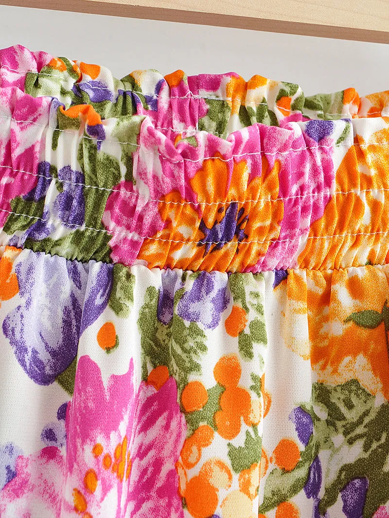 Jojo Floral Ruffled V-Neck Two-Piece Dress