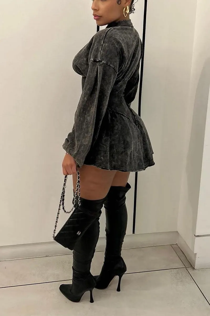 JS3413 Distressed Long Sleeve Rompers