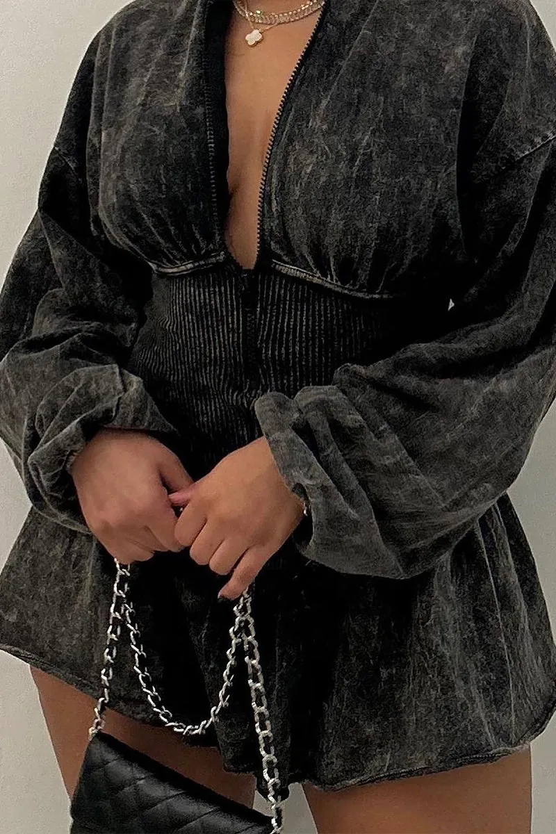 JS3413 Distressed Long Sleeve Rompers