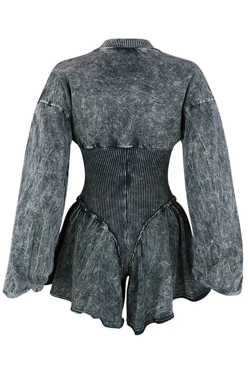 JS3413 Distressed Long Sleeve Rompers
