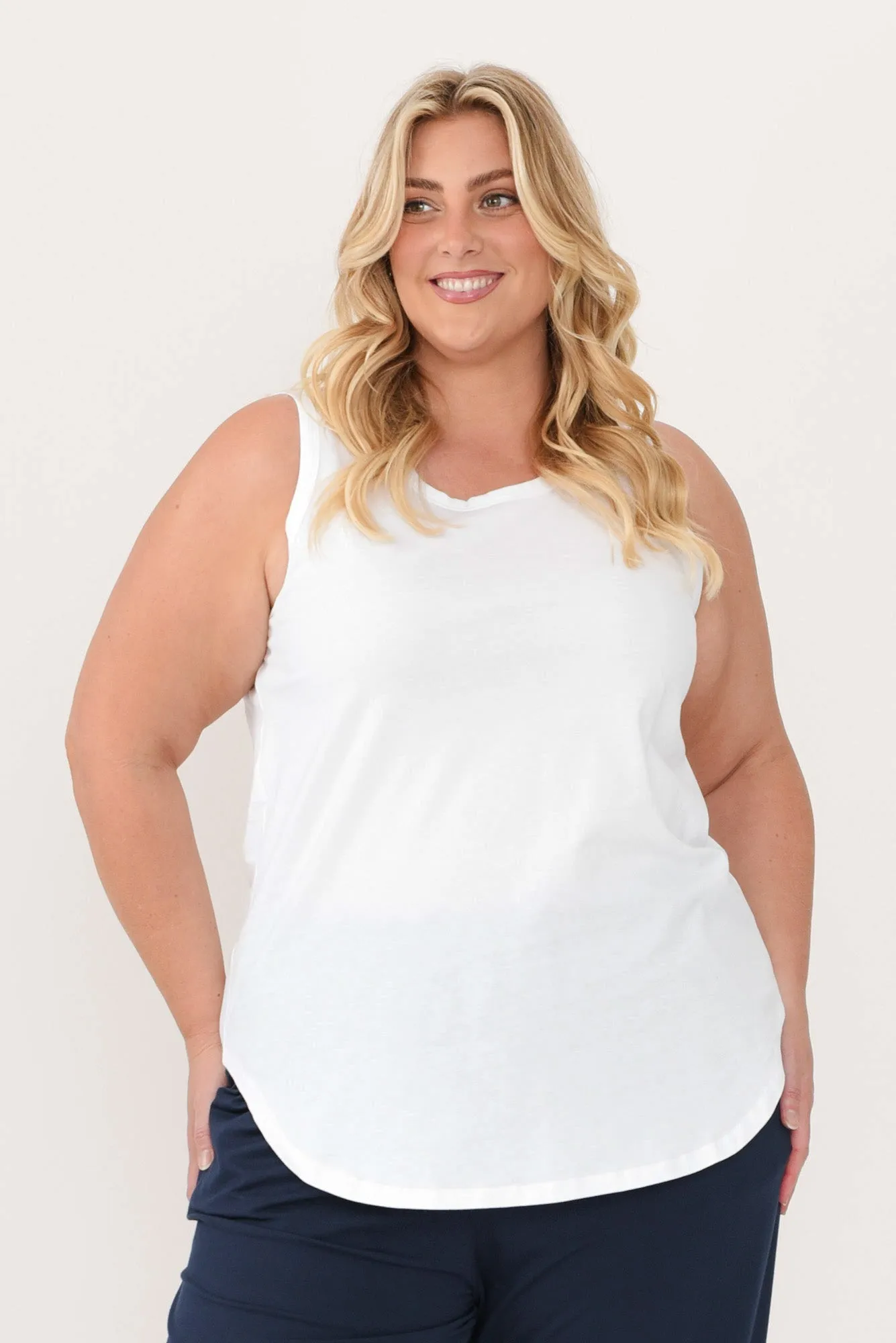 Keira White Cotton Tank