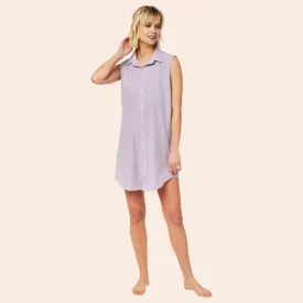 Lavender Check Luxe Pima Sleeveless Night Shirt