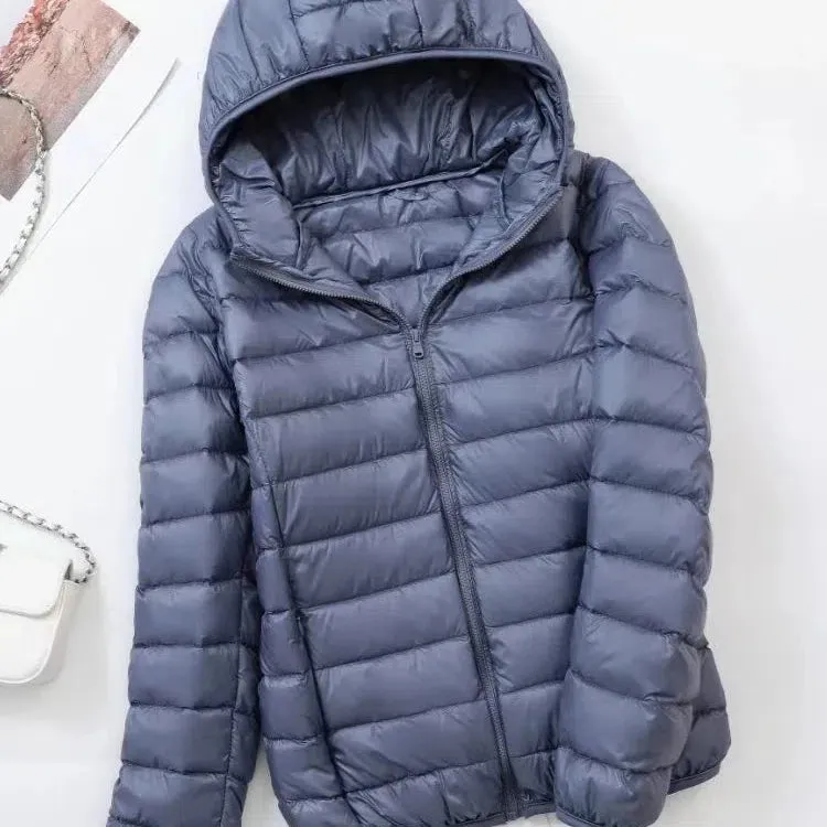 Lightweight Women's 90% Duck Down Hooded Jacket - Casual Windbreaker Parka for All Seasons