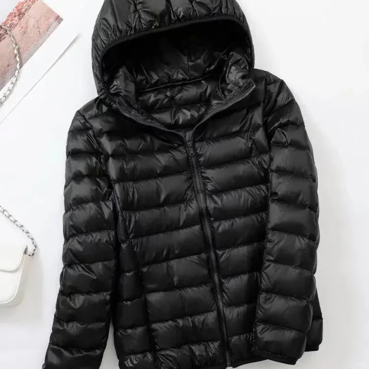 Lightweight Women's 90% Duck Down Hooded Jacket - Casual Windbreaker Parka for All Seasons