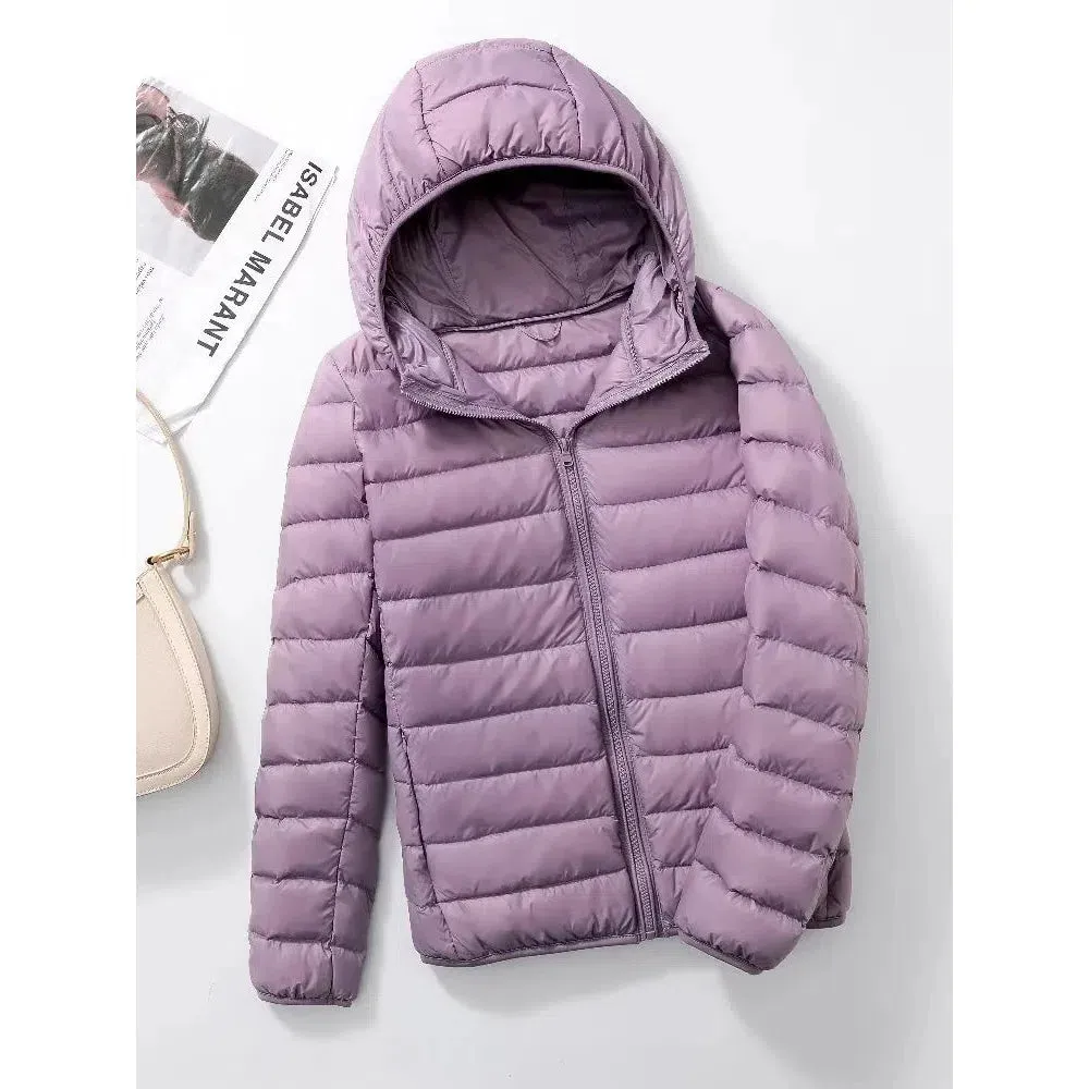 Lightweight Women's 90% Duck Down Hooded Jacket - Casual Windbreaker Parka for All Seasons
