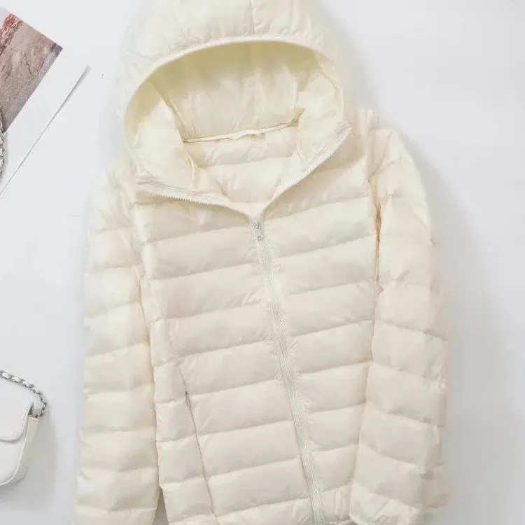 Lightweight Women's 90% Duck Down Hooded Jacket - Casual Windbreaker Parka for All Seasons