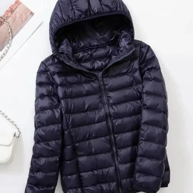 Lightweight Women's 90% Duck Down Hooded Jacket - Casual Windbreaker Parka for All Seasons