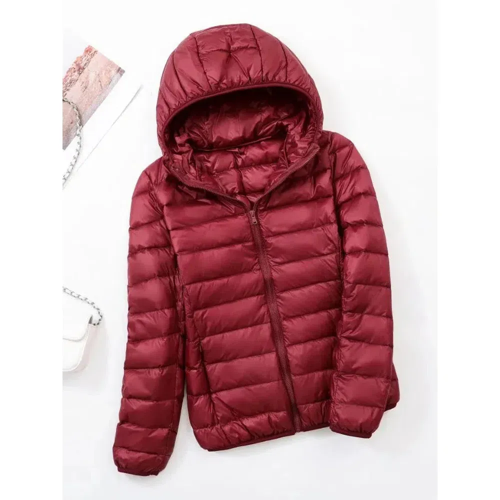 Lightweight Women's 90% Duck Down Hooded Jacket - Casual Windbreaker Parka for All Seasons