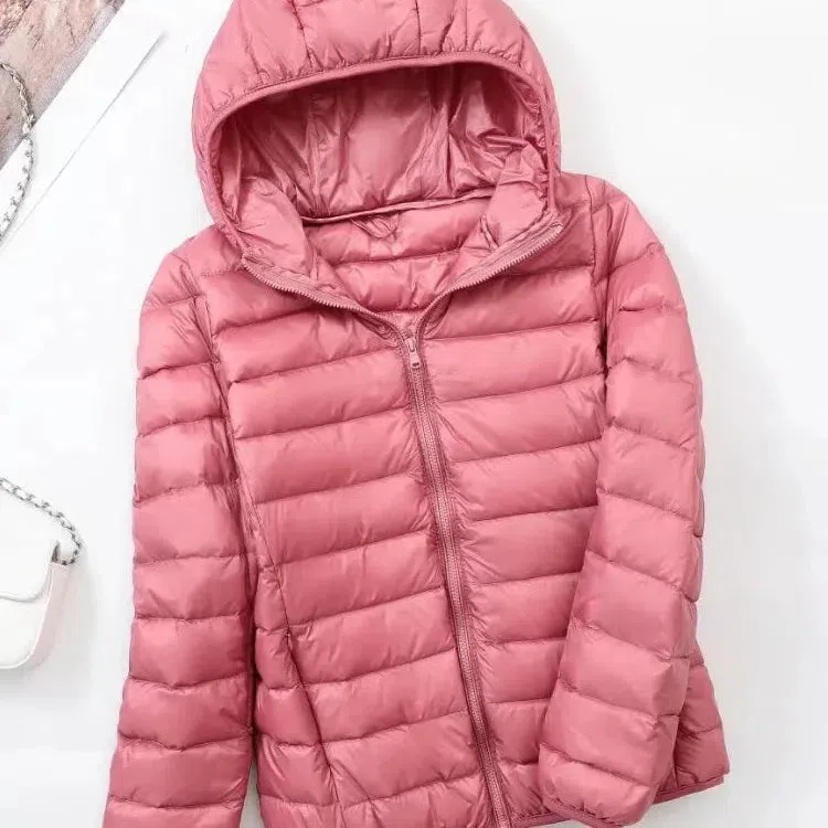 Lightweight Women's 90% Duck Down Hooded Jacket - Casual Windbreaker Parka for All Seasons